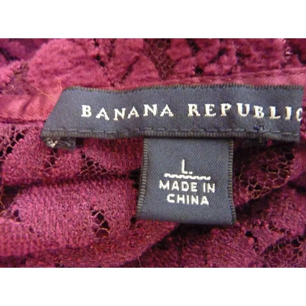 Banana Republic Fuchsia Pink Lace Blouse Top Womens Size L Floral Boho Elegant